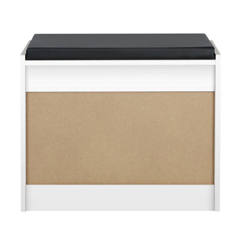 Oikiture Shoe Storage Bench with PU Seat 0.6M White