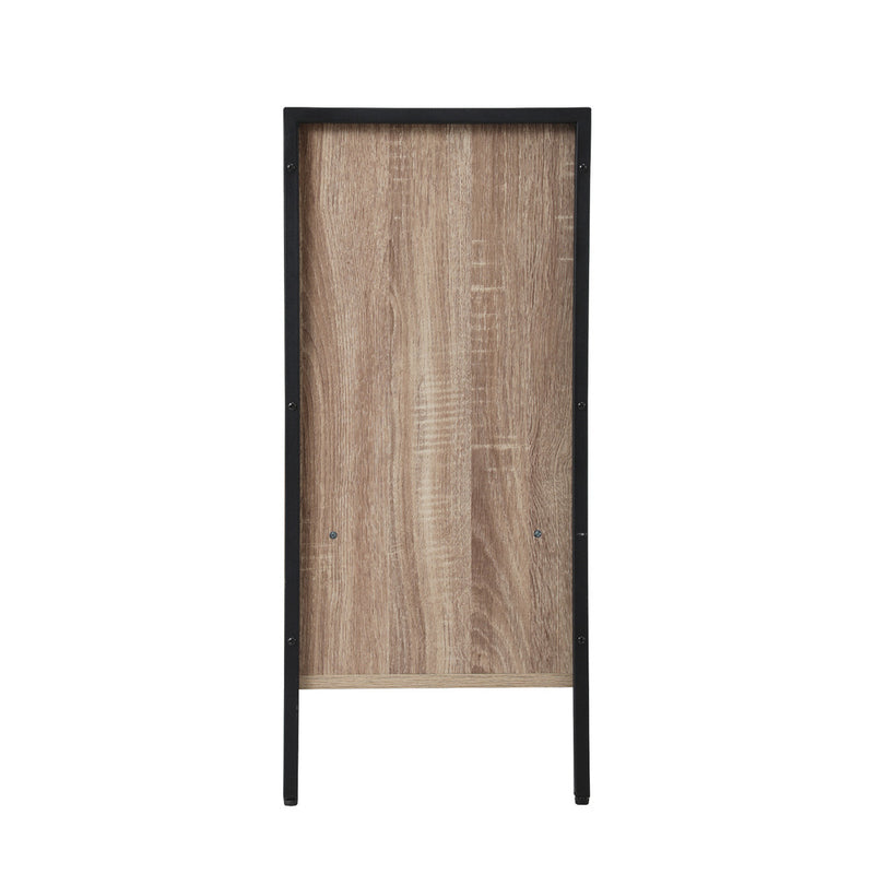 Oikiture Shoes Storage Cabinet 2 Slatted Doors 4 Shelves Brown