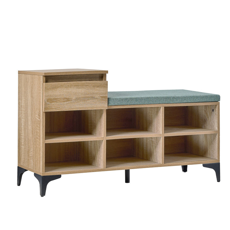 Oikiture Shoe Cabinet Bench Storage Drawer 6 Shelves Polyester Seat