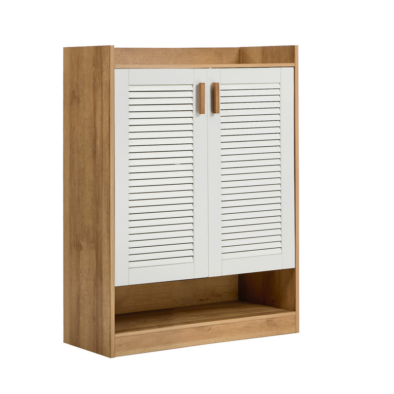 Oikiture Shoe Storage Cabinet 5-Tier Rack 2 Doors Organiser Shelf