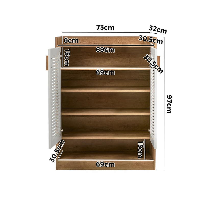 Oikiture Shoe Storage Cabinet 5-Tier Rack 2 Doors Organiser Shelf