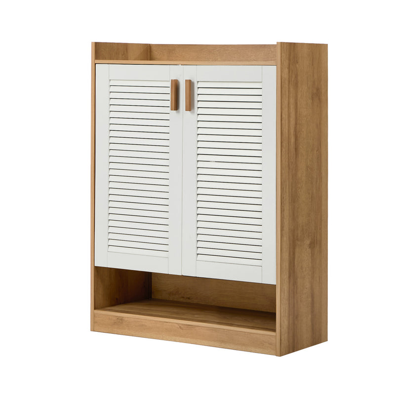 Oikiture Shoe Storage Cabinet 5-Tier Rack 2 Doors Organiser Shelf