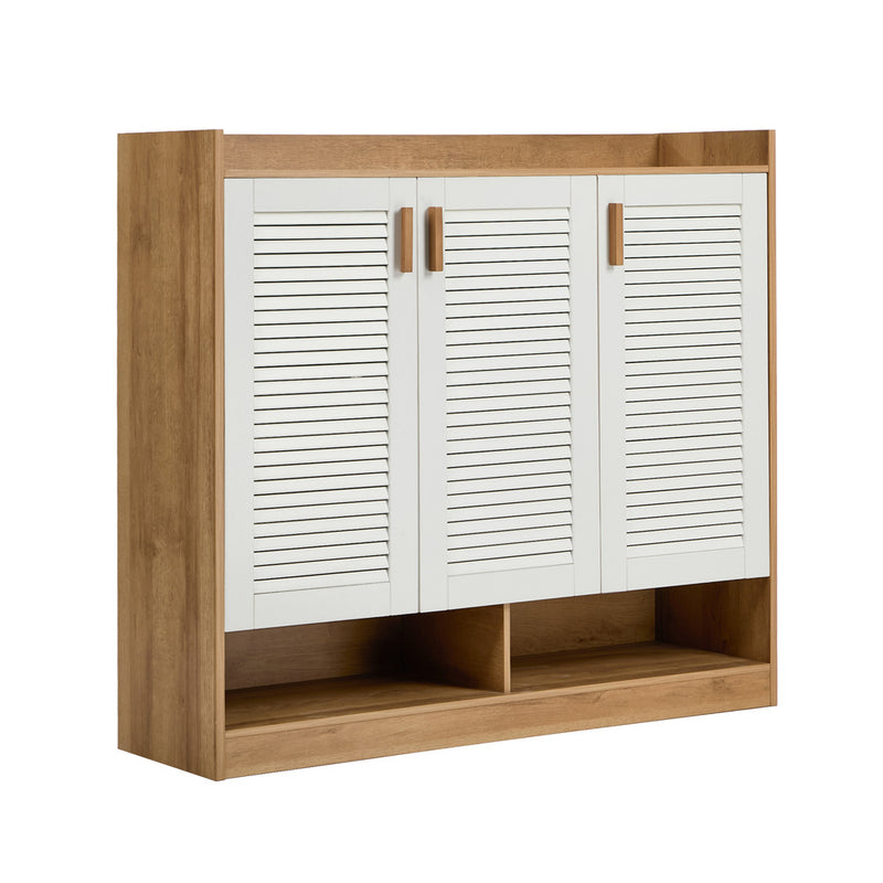 Oikiture Shoe Storage Cabinet 5-Tier Rack 3 Doors Shelf Cupboard