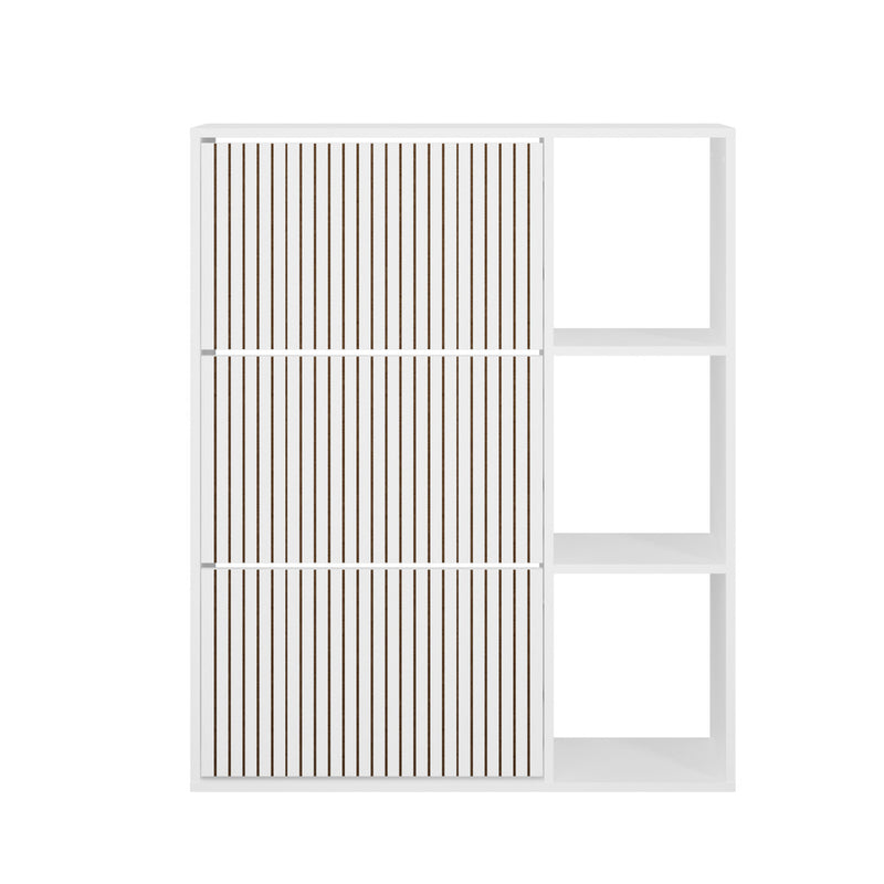 Oikiture Shoe Rack Storage Cabinet with Display Shelves White