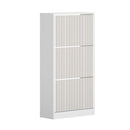 Oikiture Shoe Rack Storage Cabinet 3 Compartments White