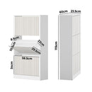 Oikiture Shoe Rack Storage Cabinet 3 Compartments White