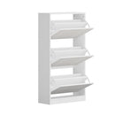 Oikiture Shoe Rack Storage Cabinet 3 Compartments White