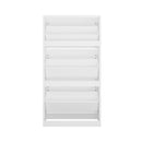 Oikiture Shoe Rack Storage Cabinet 3 Compartments White