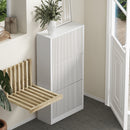 Oikiture Shoe Rack Storage Cabinet 3 Compartments White