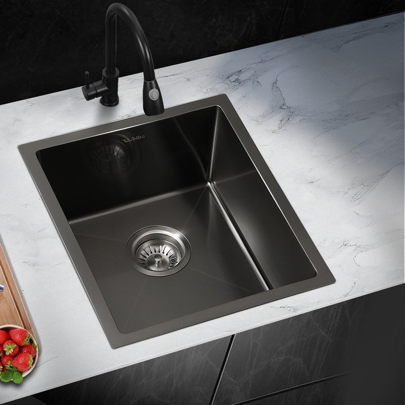 Welba 44X38CM Stainless Steel Sink Single Bowl with Waste Black