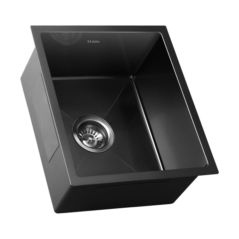 Welba 44X38CM Stainless Steel Sink Single Bowl with Waste Black