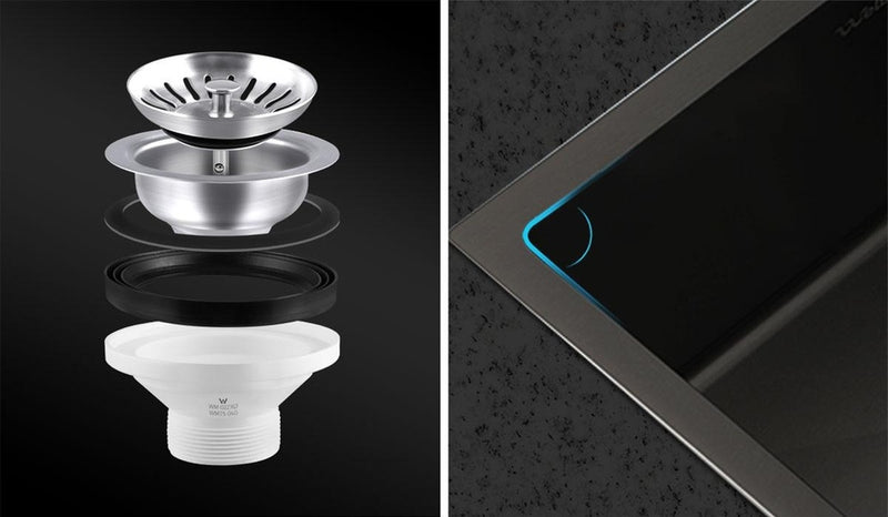 Welba 58X44CM Stainless Steel Sink Single Bowl with Waste Black