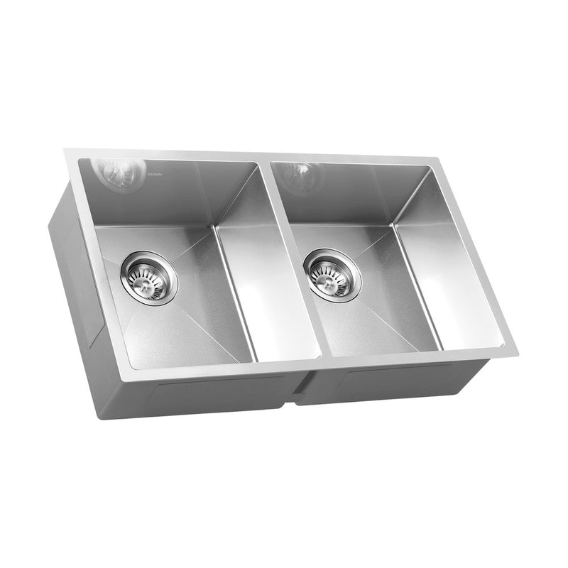Welba Kitchen Sink Stainless Steel Basin Double Flush Mount 76X44CM