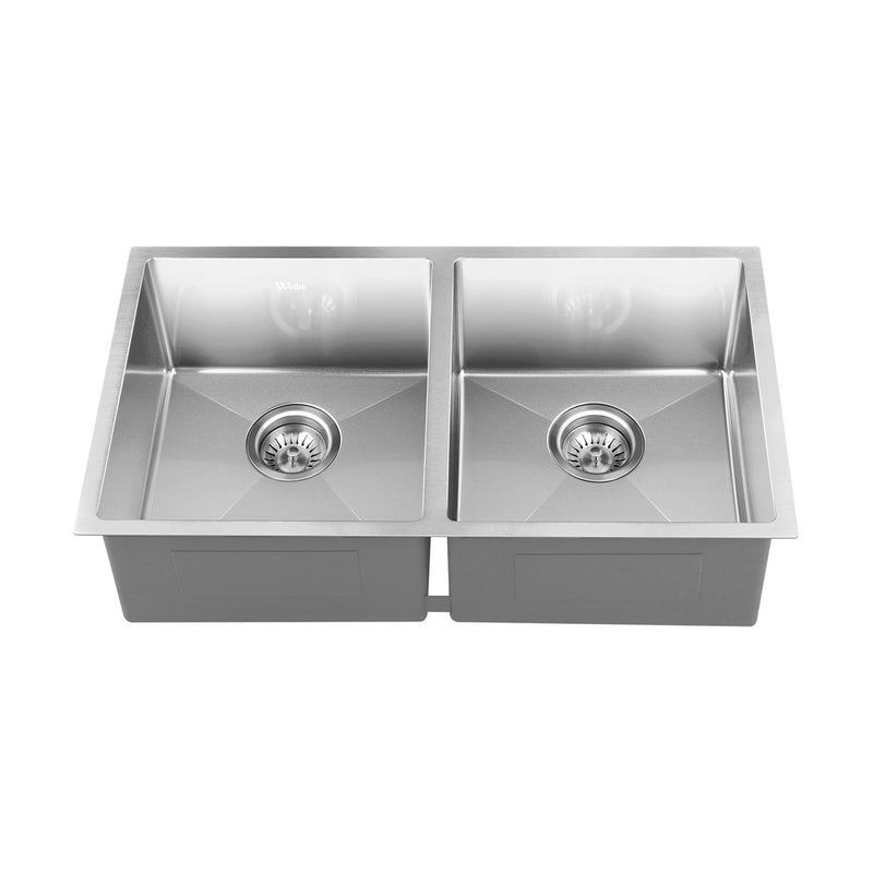 Welba Kitchen Sink Stainless Steel Basin Double Flush Mount 76X44CM