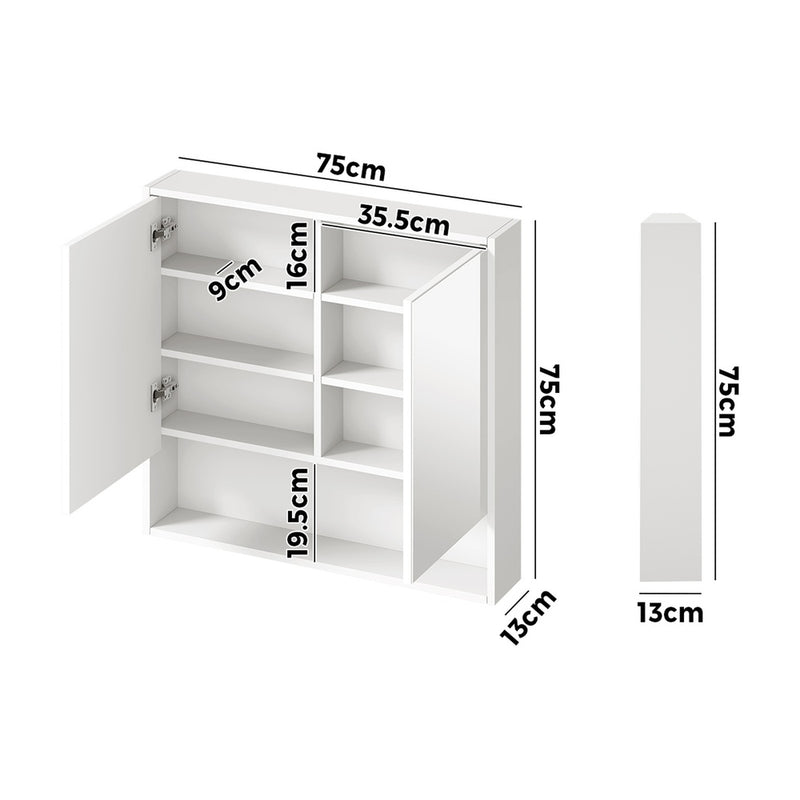 Welba Bathroom Mirror Cabinet LED Wall Storage 750x750mm