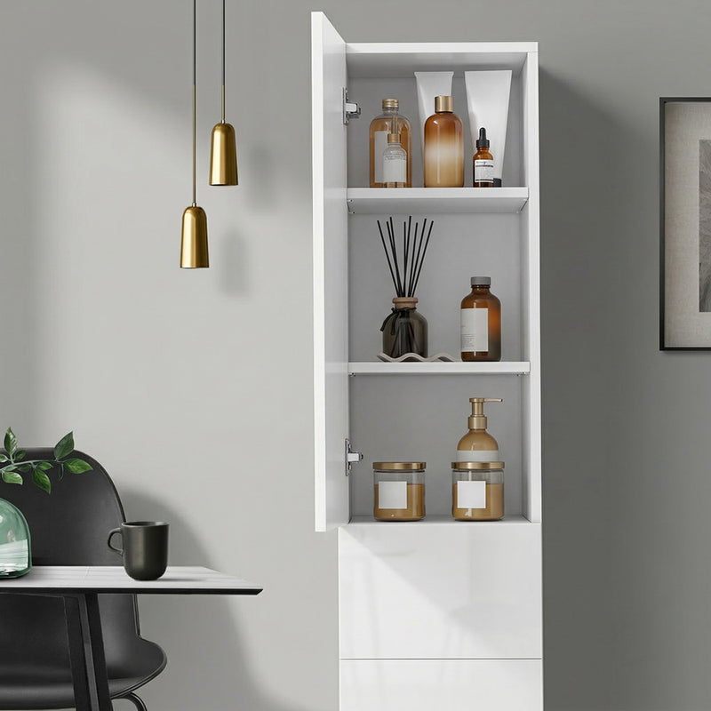 Oikiture Tall Bathroom Cabinet Storage Slim Toilet Cupboard White