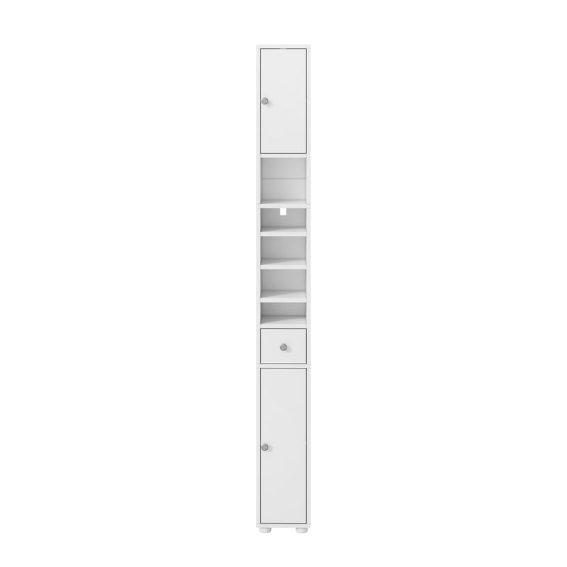 Oikiture Tall Bathroom Storage Cabinet Shelf Drawer Cupboard White