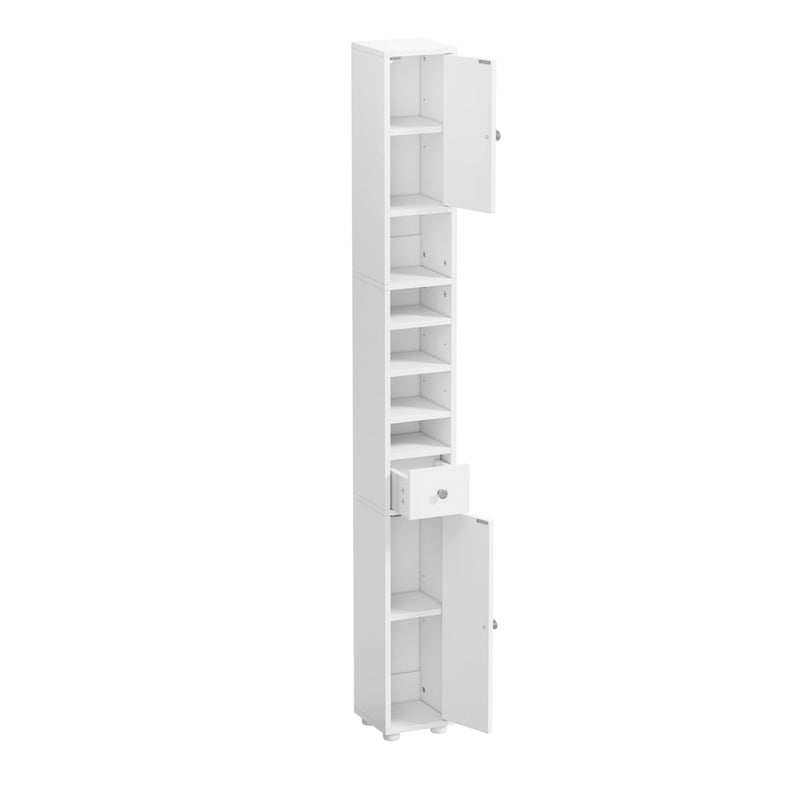 Oikiture Tall Bathroom Storage Cabinet Shelf Drawer Cupboard White
