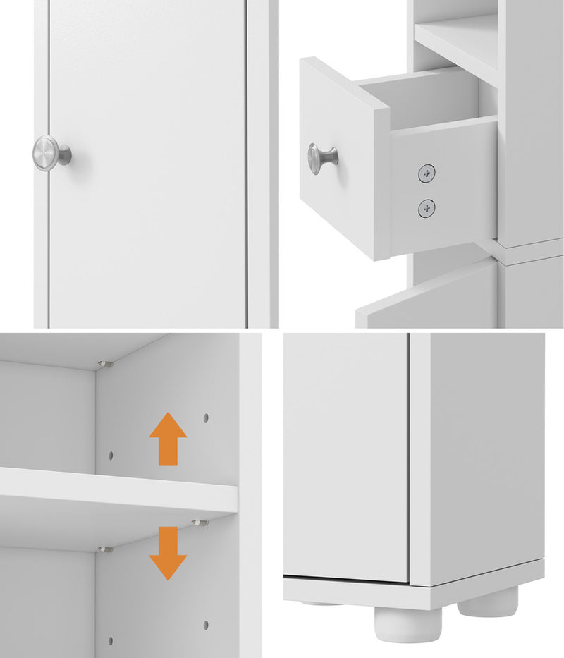 Oikiture Tall Bathroom Storage Cabinet Shelf Drawer Cupboard White