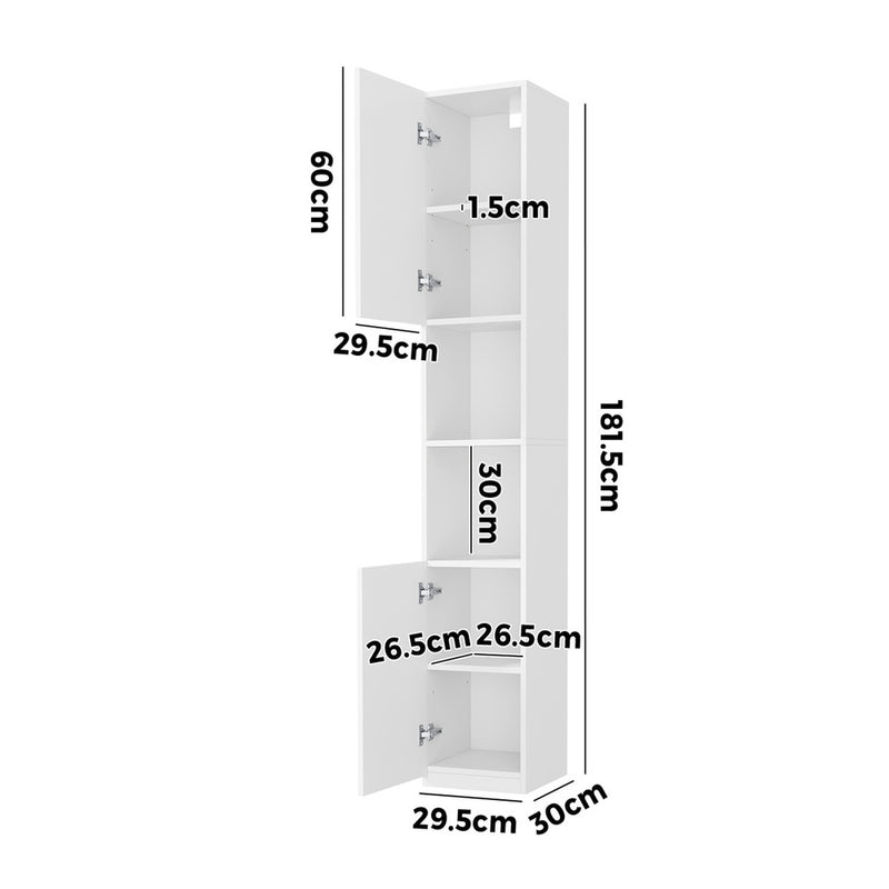 Oikiture Bathroom Cabinet Storage High Gloss Cupboard Toilet White