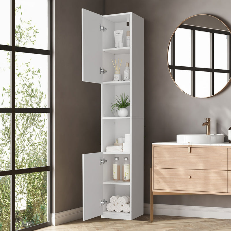 Oikiture Bathroom Cabinet Storage High Gloss Cupboard Toilet White
