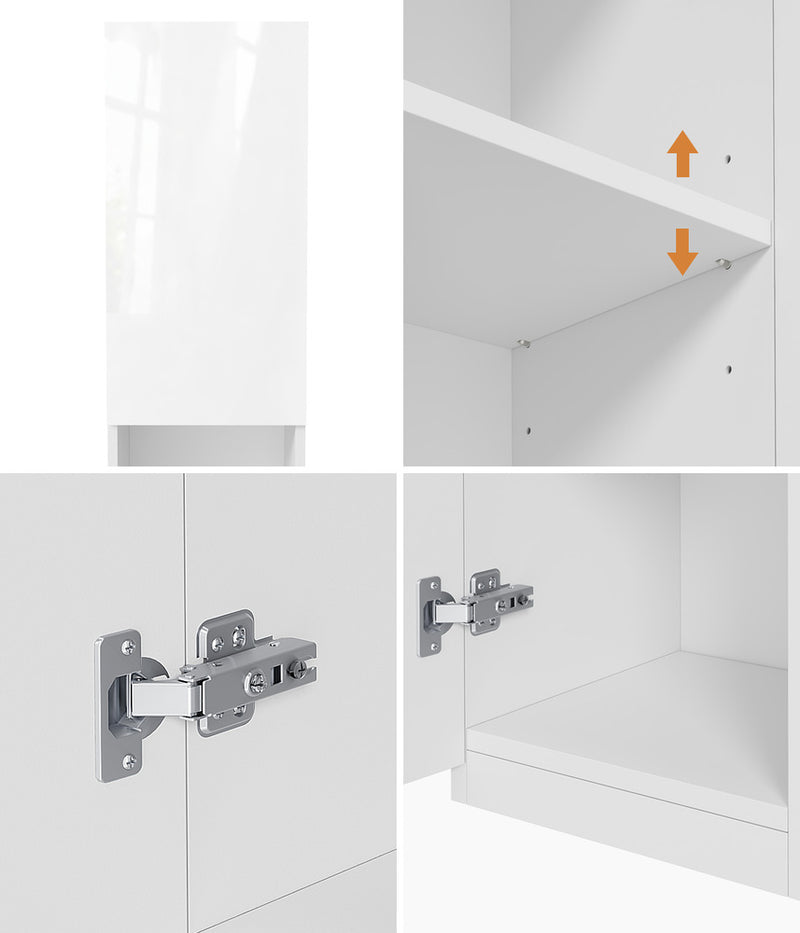 Oikiture Bathroom Cabinet Storage High Gloss Cupboard Toilet White
