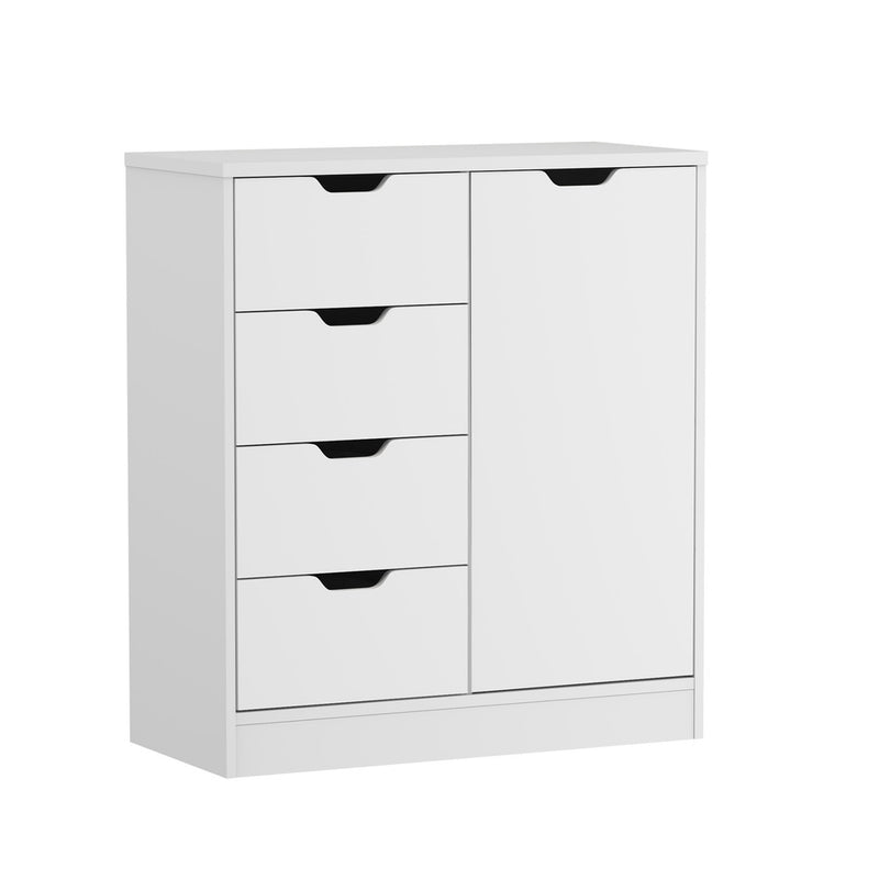 Oikiture Storage Cabinet Buffet 4 Drawer Freestanding Cupboard White