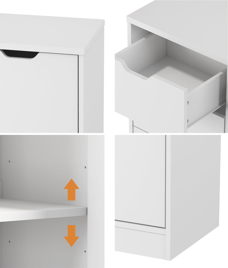 Oikiture Storage Cabinet Buffet 4 Drawer Freestanding Cupboard White
