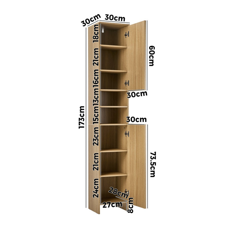 Oikiture Bathroom Cabinet Storage Laundry Floor Cupboard Natural