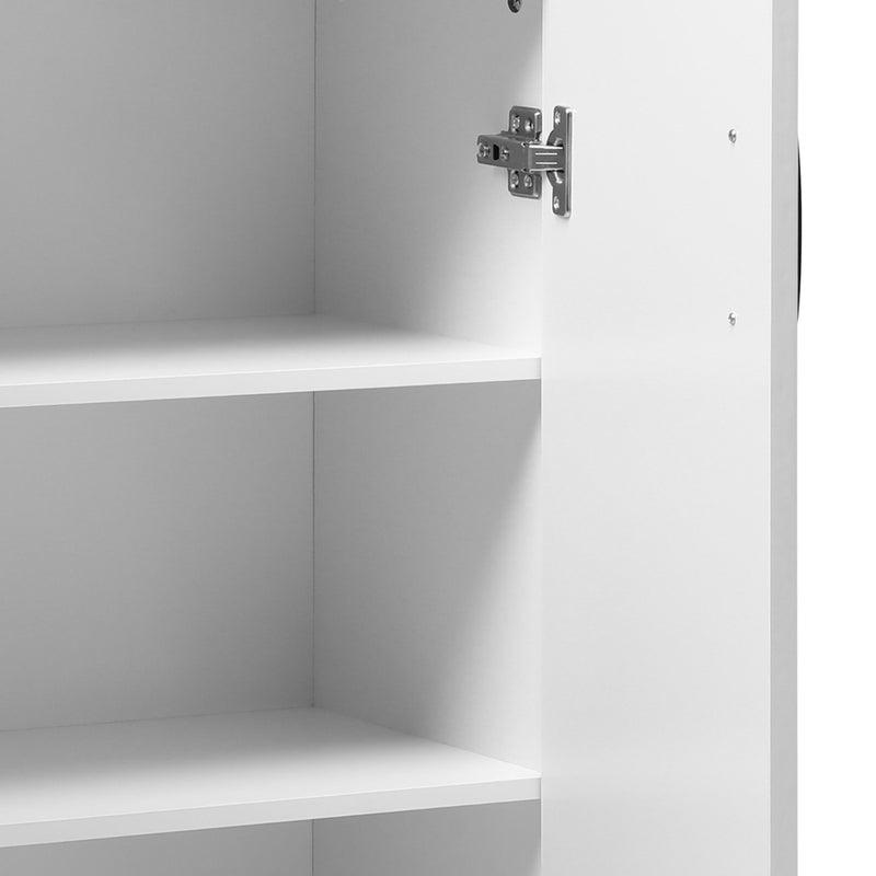 Oikiture Storage Cabinet 3 Shelves Freestanding White