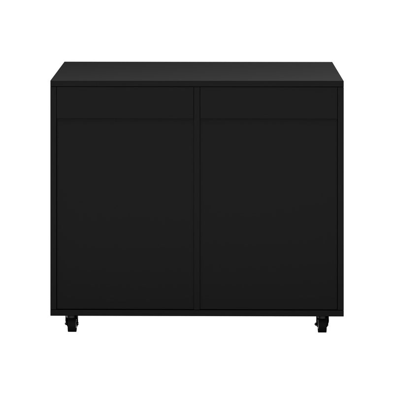 Oikiture Filing Cabinet 2 Door 4 Drawer Mobile Office Storage Black
