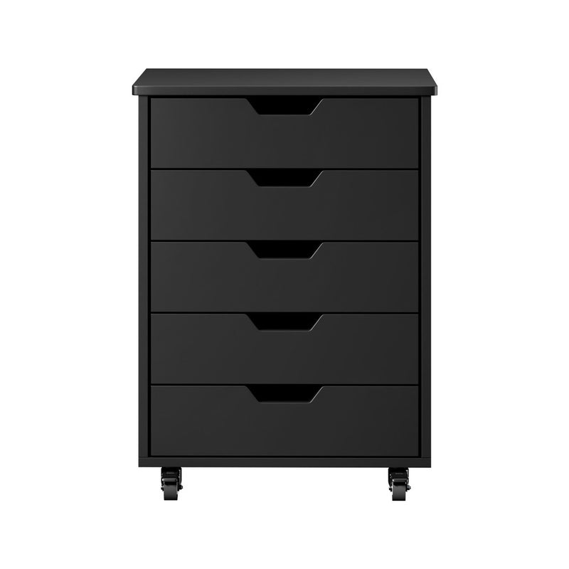 Oikiture 5 Drawer Mobile Filing Cabinet Storage Home Office Black