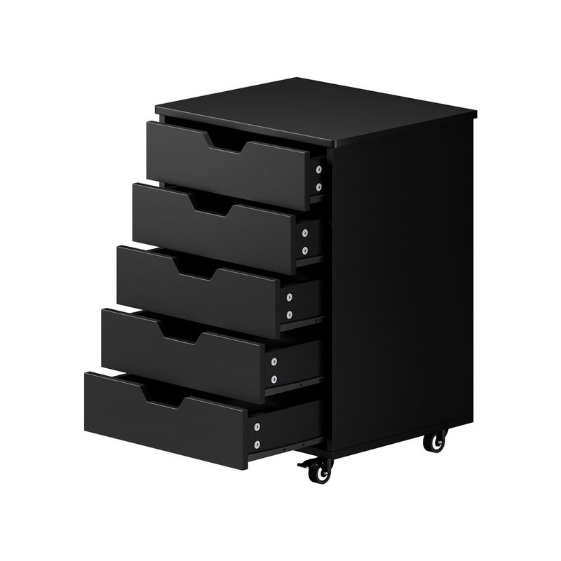 Oikiture 5 Drawer Mobile Filing Cabinet Storage Home Office Black