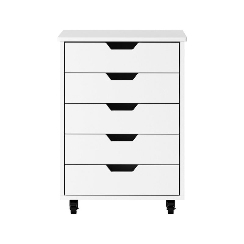 Oikiture 5 Drawer Mobile Filing Cabinet Storage Home Office White