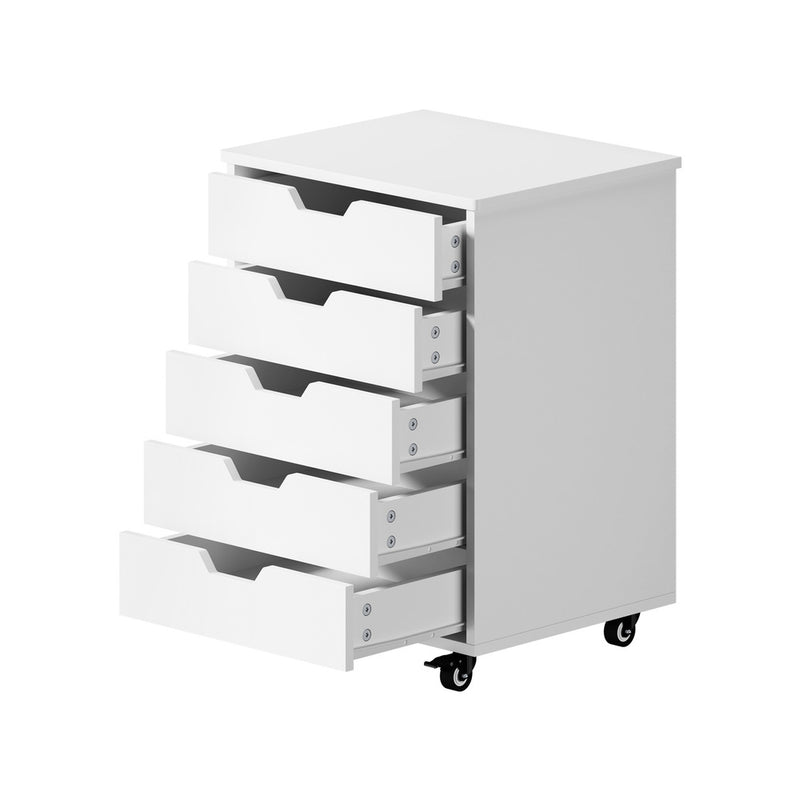 Oikiture 5 Drawer Mobile Filing Cabinet Storage Home Office White