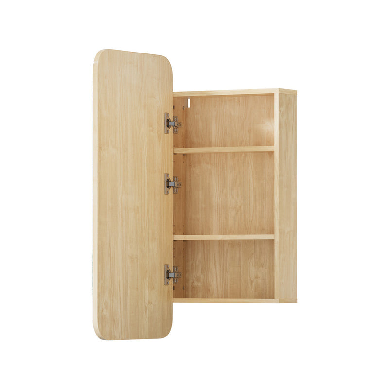 Welba Bathroom Mirror Cabinet 3-Tier Adjustable Shelves Natural