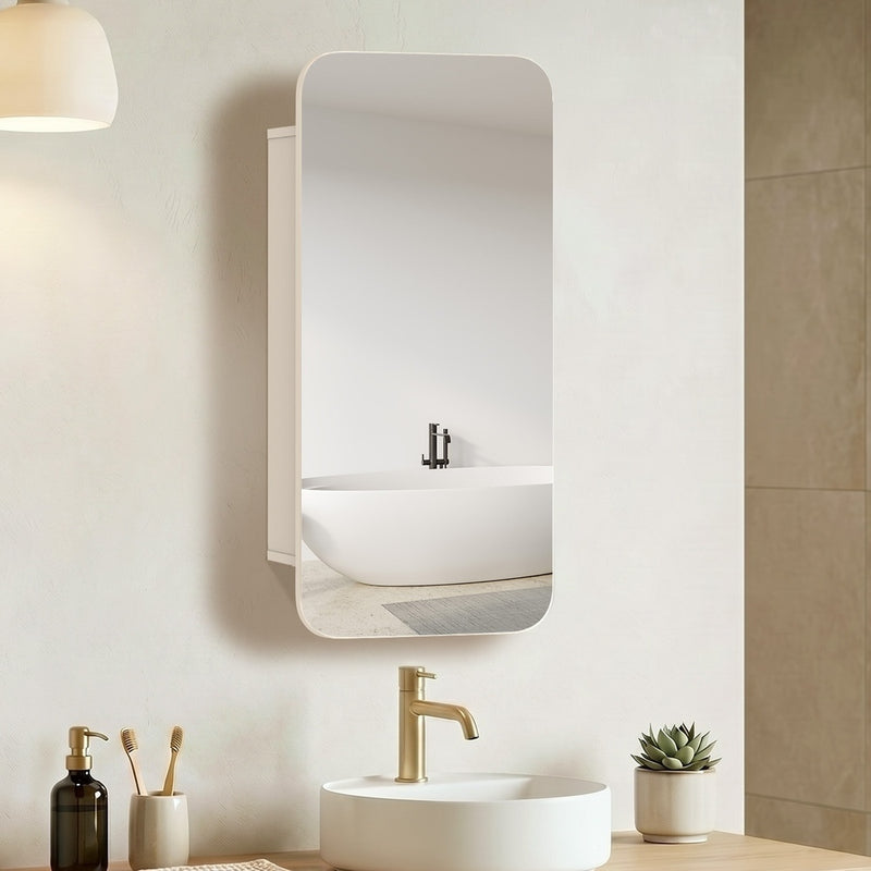 Welba Bathroom Mirror Cabinet 3-Tier Adjustable Shelves White
