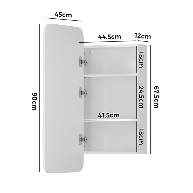 Welba Bathroom Mirror Cabinet 3-Tier Adjustable Shelves White