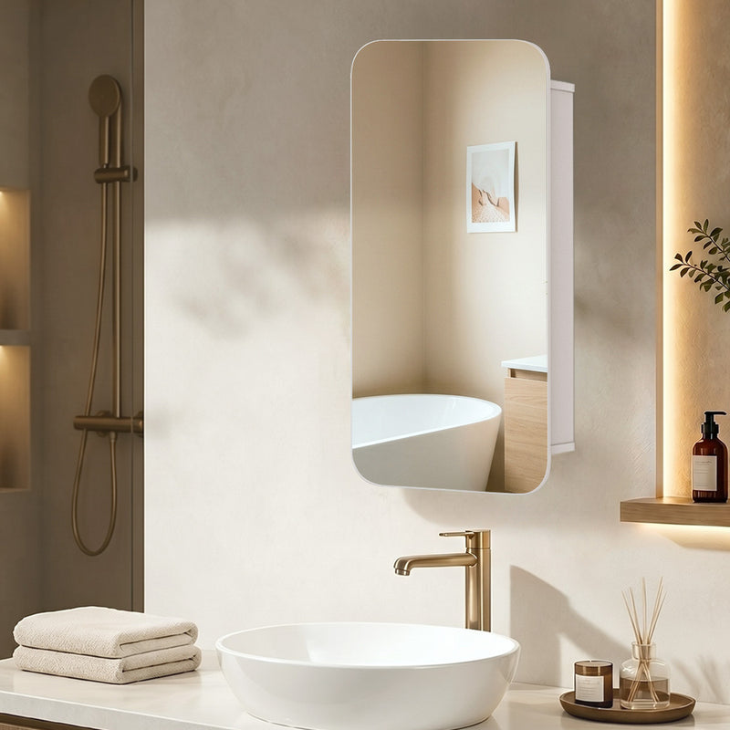 Welba Bathroom Mirror Cabinet 3-Tier Adjustable Shelves White