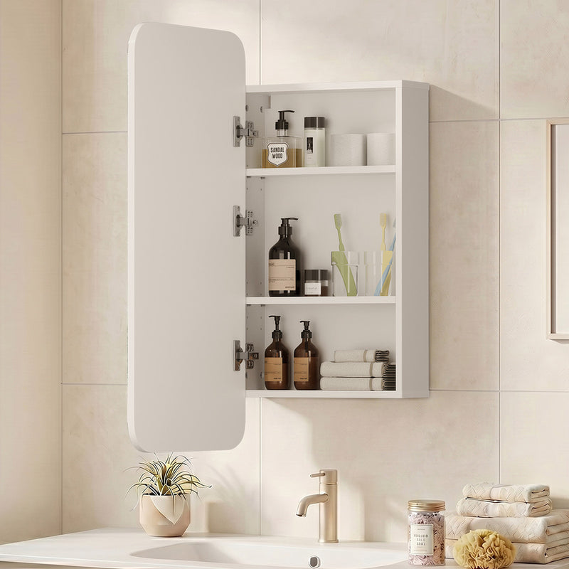 Welba Bathroom Mirror Cabinet 3-Tier Adjustable Shelves White