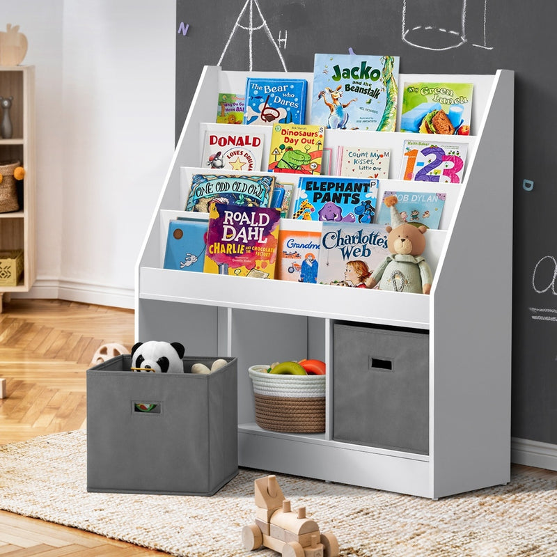 Oikiture Kids Bookshelf Toy Box Organiser Display Shelf