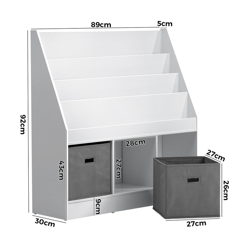 Oikiture Kids Bookshelf Toy Box Organiser Display Shelf