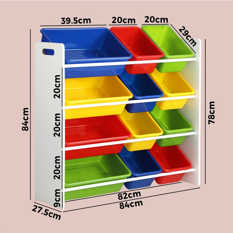 Oikiture Kids Toy Box Organiser 12 Bins