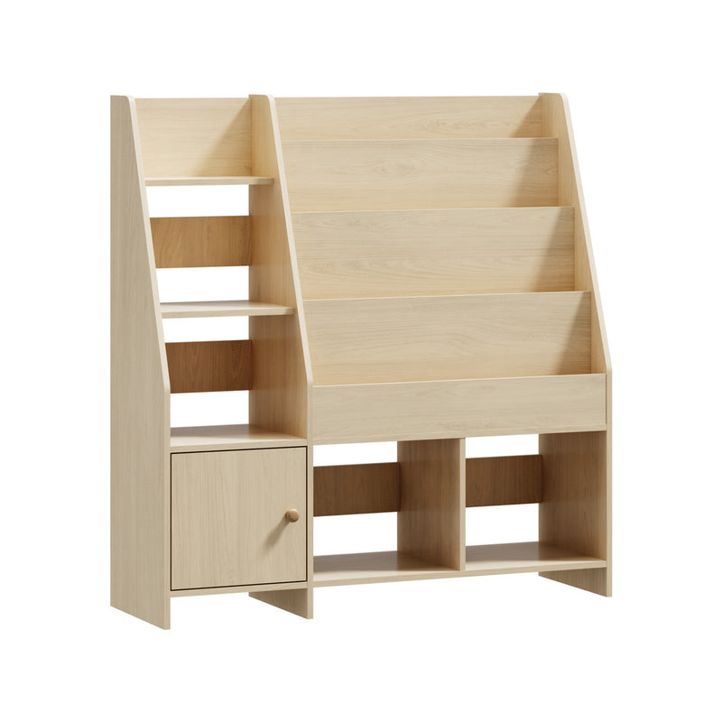 Oikiture Kids Bookshelf Organiser Storage Magazine Rack Natural