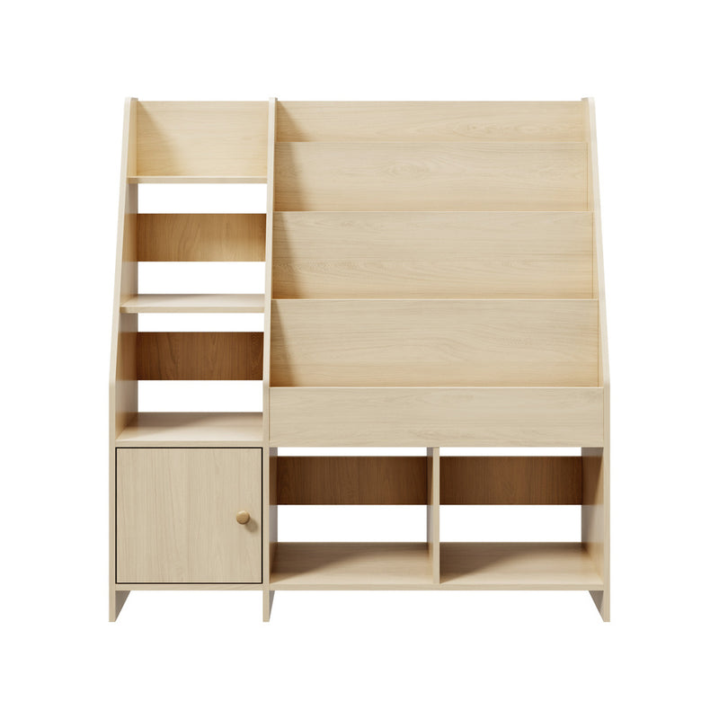 Oikiture Kids Bookshelf Organiser Storage Magazine Rack Natural