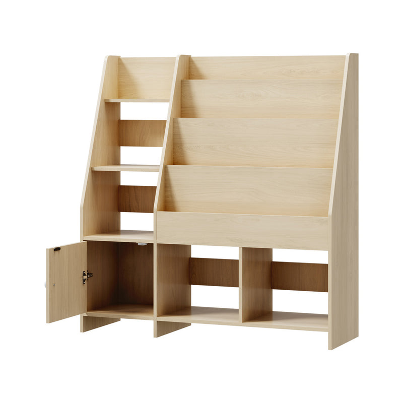 Oikiture Kids Bookshelf Organiser Storage Magazine Rack Natural