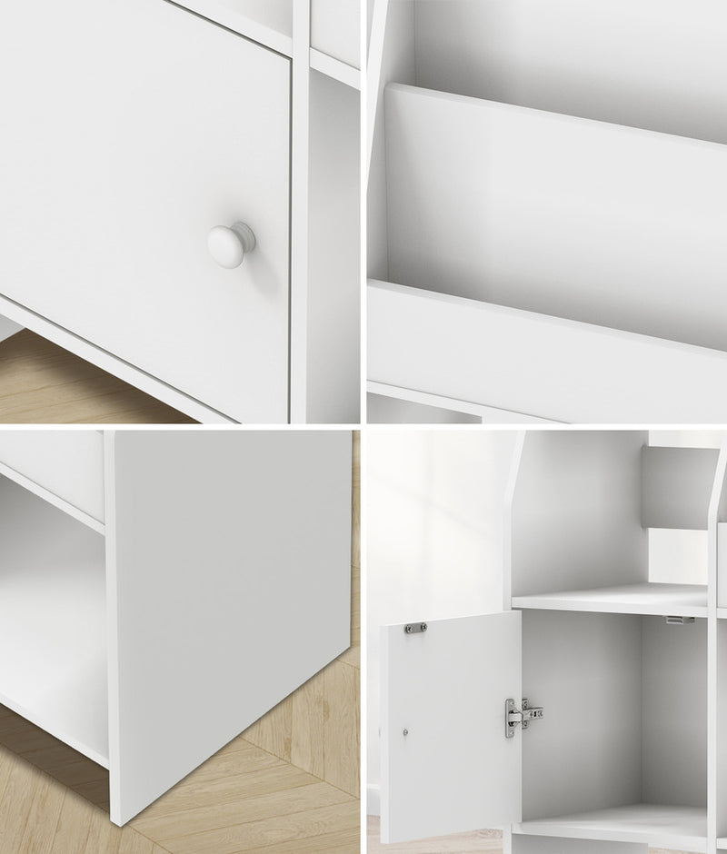 Oikiture Kids Bookshelf Organiser Storage Magazine Rack White