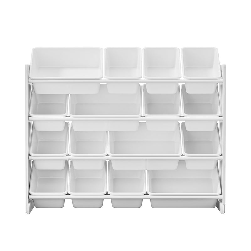 Oikiture Kids Toy Box Organiser 16 Bins Shelf Removable Drawer White