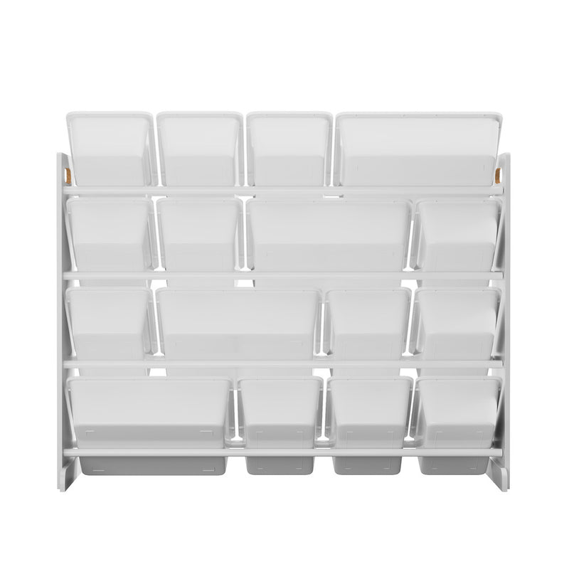 Oikiture Kids Toy Box Organiser 16 Bins Shelf Removable Drawer White