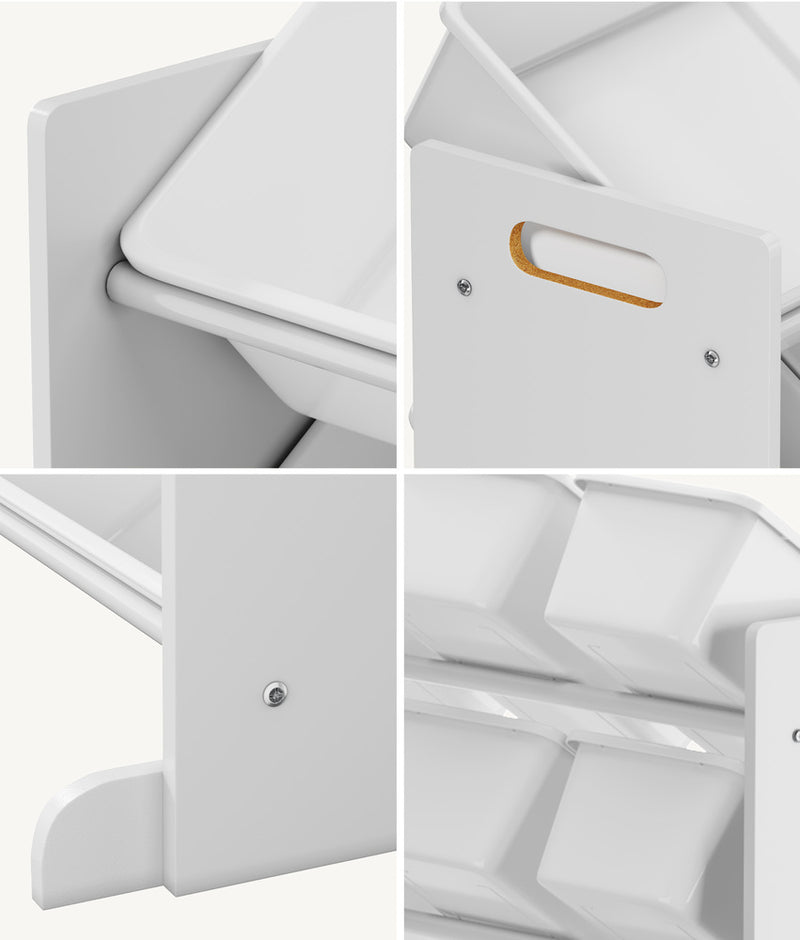Oikiture Kids Toy Box Organiser 16 Bins Shelf Removable Drawer White